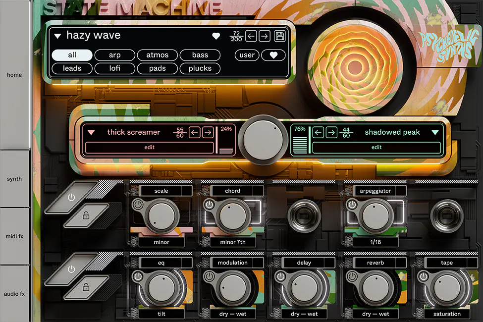 State Machine Psychedelic Synths User Interface