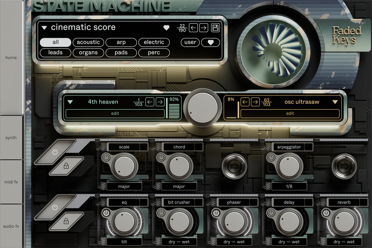 State Machine Faded Keys User Interface